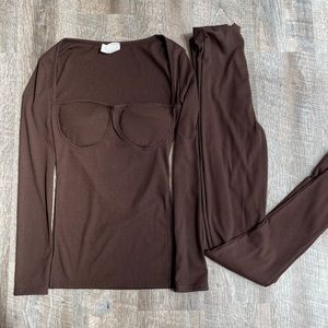 Two Piece Chocolate Ribbed Set